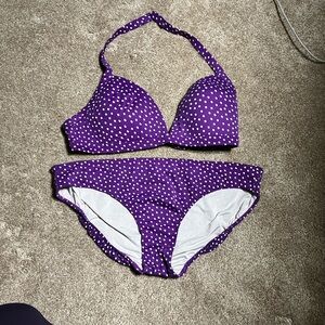 Purple Polka Dot Bikini - Lands End Matching Set